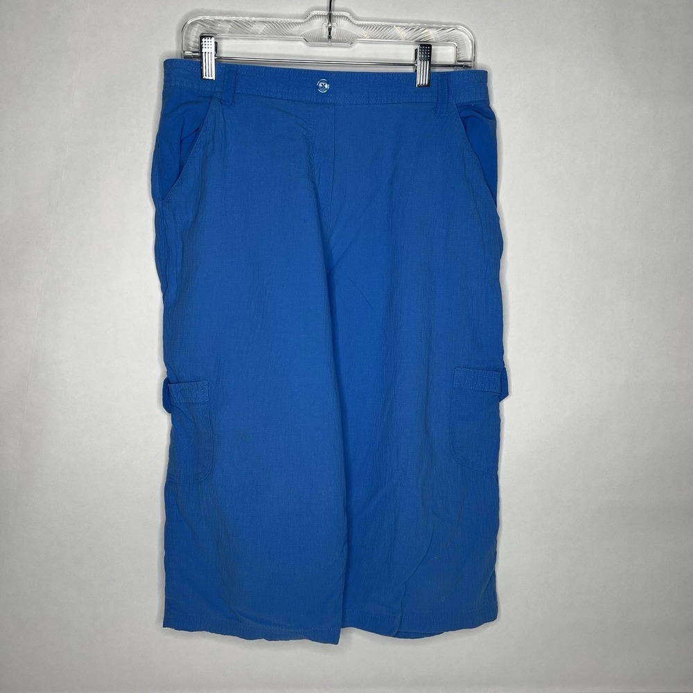 White Stag M Blue Crinkle Pull On Pants Capris‎ Cargo Medium Beach Grandmacore